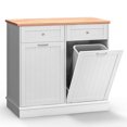thumbnail image 1 of Double Tilt Out Trash Cabinet Free Standing 10 Gallon Recycling Trash Can Cabinet for Farmhouse Kitchen,Living Room, Dining Room, White, 1 of 14