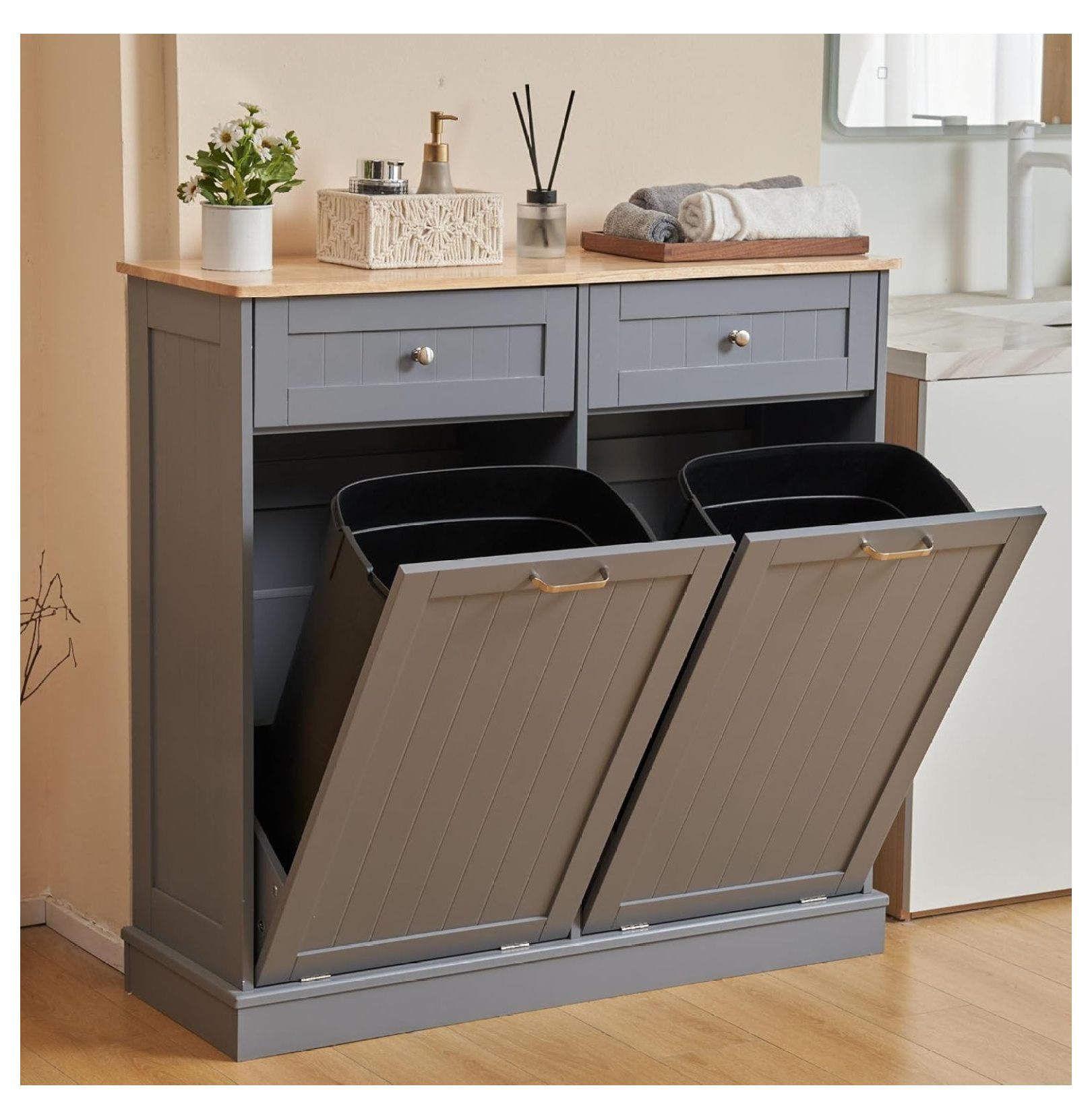 Double Tilt Out Trash Kitchen Trash Bin 2x13 Gallons