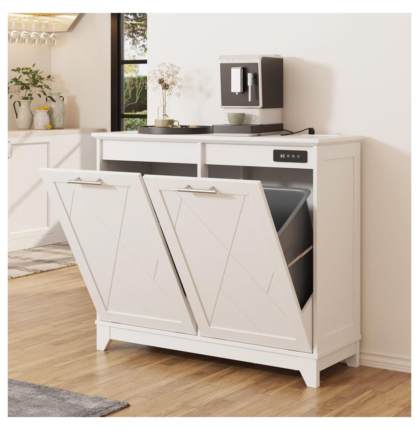 Double Tilt Out Trash Standing 10 Gallon Recycling Trash Can