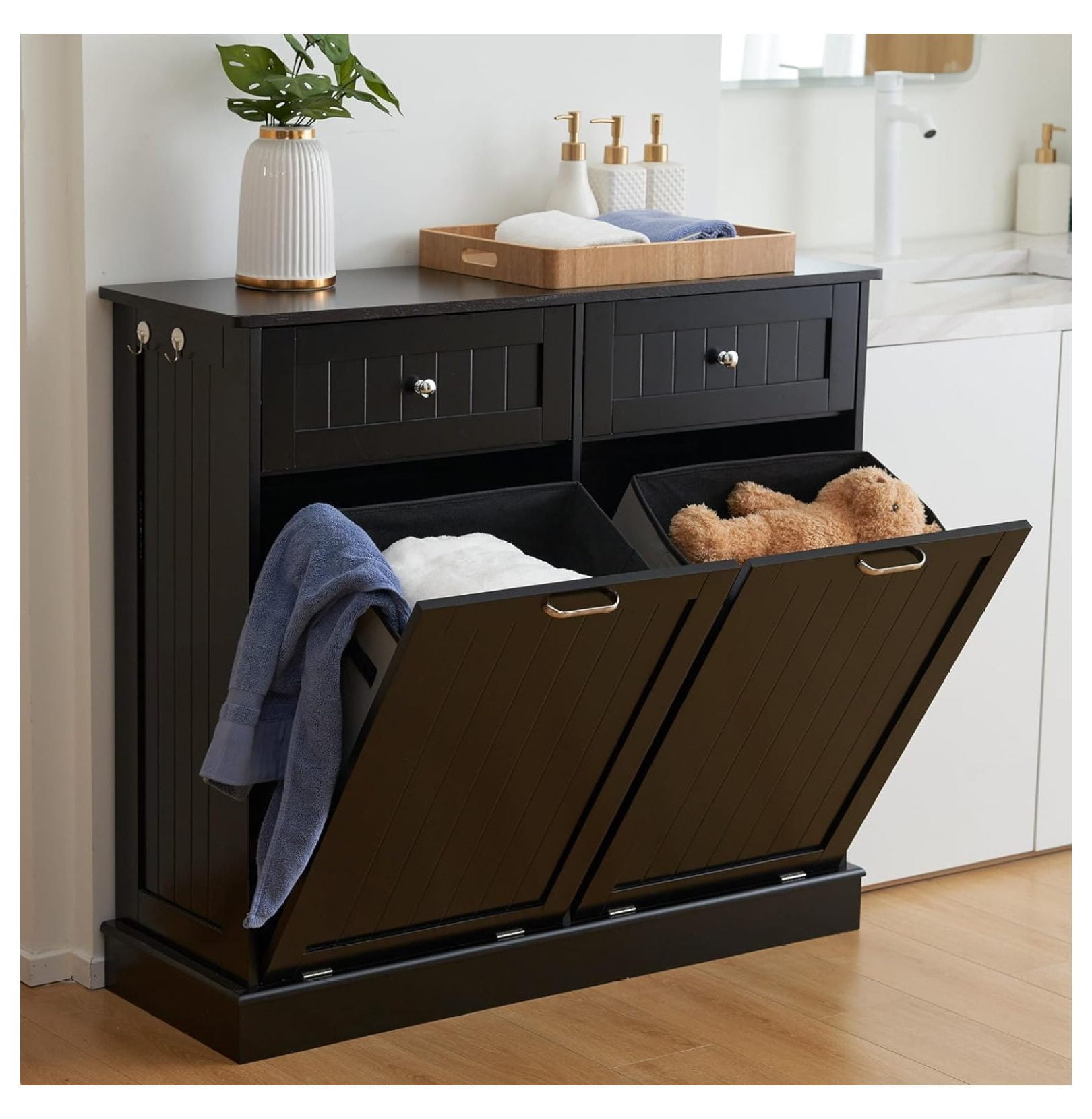 Double Tilt Out Trash Hamper Trash Can Pull