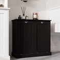 thumbnail image 1 of Double Tilt Out Trash Cabinet, Black Free Standing Laundry Sorter Cabinet with Removable Two-Compartment Tilt-Out Hamper Clothes Basket, Hidden Laundry Hamper, Wood Bathroom Storage, 1 of 9