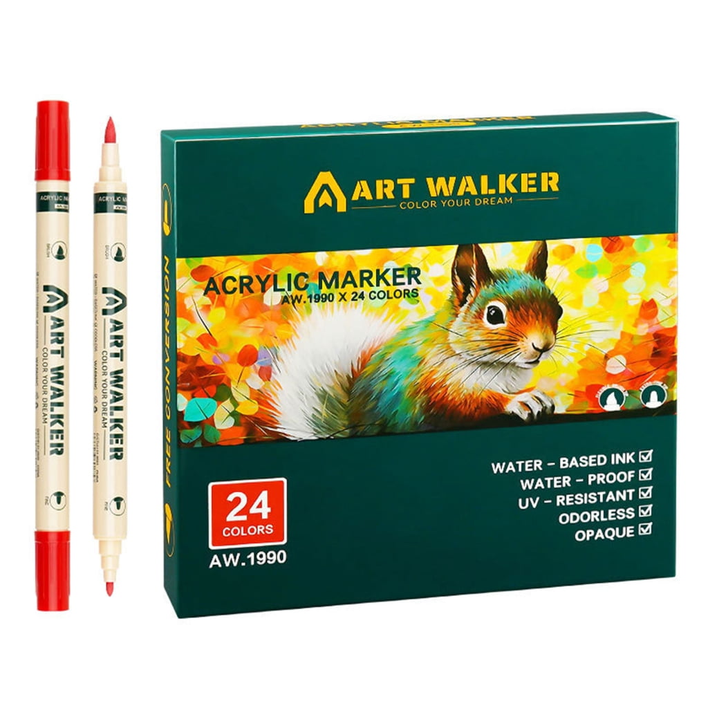 Double Tip Acrylic Markers 12/24/36 Color Acrylic Paint Pen for Scrapbooking Painting on Paper Rock Stone Wood Glass