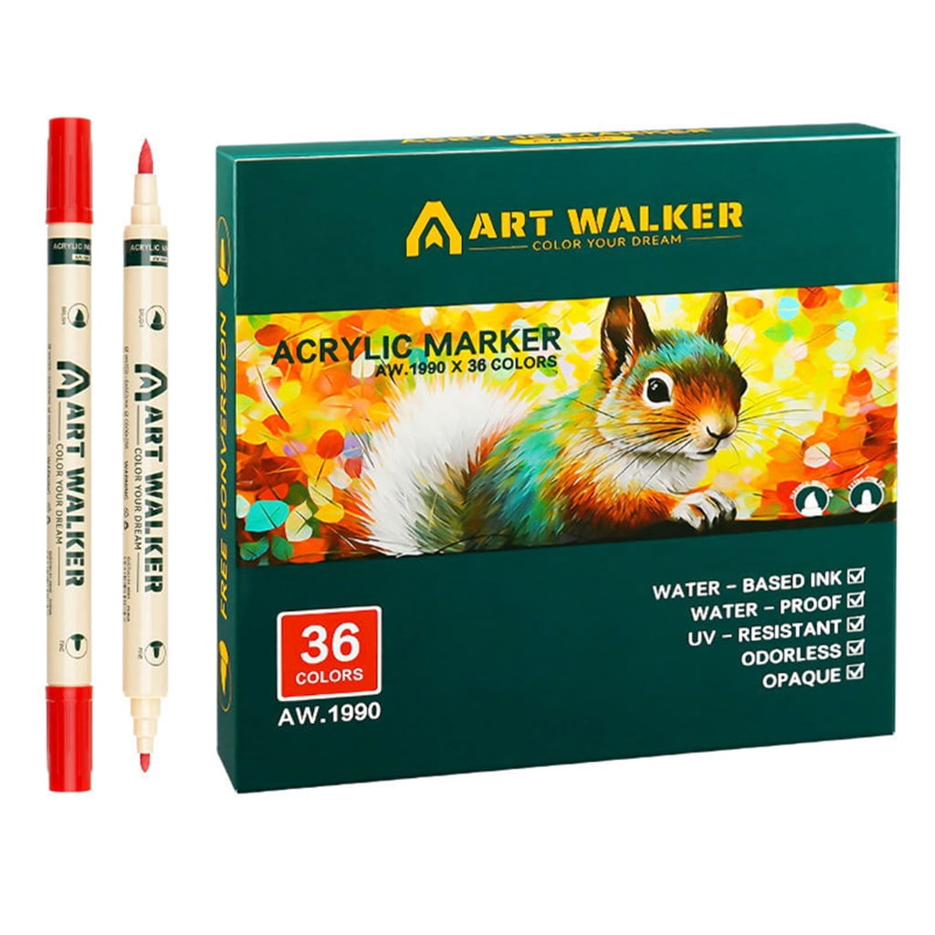 Double Tip Acrylic Markers 12/24/36 Color Acrylic Paint Pen for Scrapbooking Painting on Paper Rock Stone Wood Glass