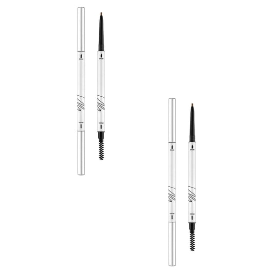 Double Tip Extremely Fine Eyebrow Pencil - Hard Core Waterproof, 0.7oz, 3D Ultra-Fine, Retractable, Dual-Ended, Sweatproof, Smudge-Resistant, Makeup Tool for Women, Daily Use 1 PC*2