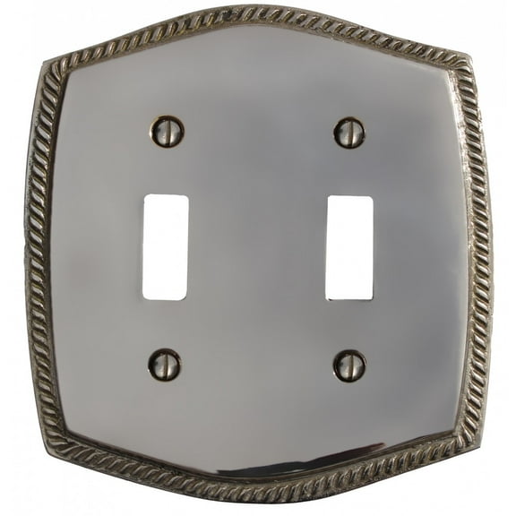 Double Toggle Decorative Wall Switch Plate Braided Classic Chrome Silver Finish Standard Size Plate 0.19 x 5.25 x 4.5" Renovators Supply