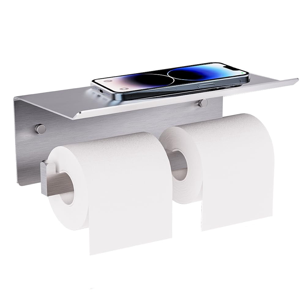 Double Toilet Paper Holder with Shelf, FreshGlow Large Tissue Holder — free download