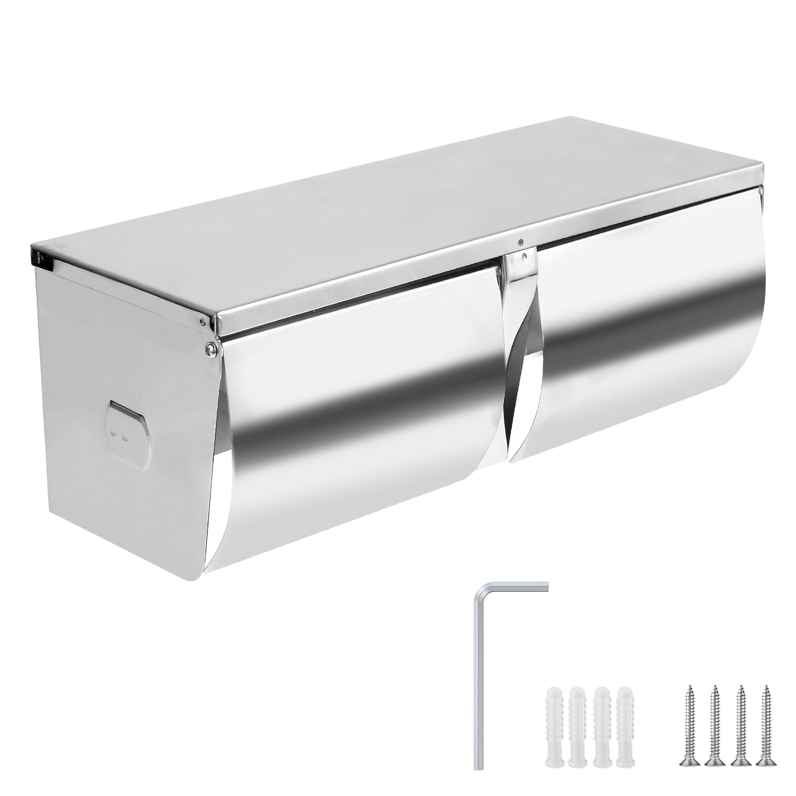 Double Toilet Paper Holder with Shelf Stainless Steel Toilet Tissue Holder Rustproof Toilet Paper Dispenser Strong Double Roll Toilet Paper Holder for Bathroom Kitchen
