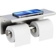 thumbnail image 1 of Double Toilet Paper Holder with Shelf, Wall Mount Tissue Roll Holder for Bathroom, 304 Stainless Steel Commercial Toilet Paper Dispenser with Phone Shelf, Matte Black, 1 of 7