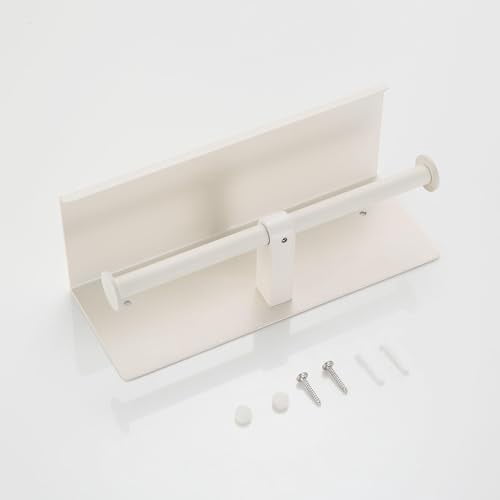 Double Toilet Paper Holder with Shelf White Stainless Steel 304 Wall Mount Double Toilet Roll Holder for Bathroom