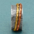 thumbnail image 1 of Double Tone Textured Spinner Hammered Two Spinning Meditation Women Ring, 1 of 3
