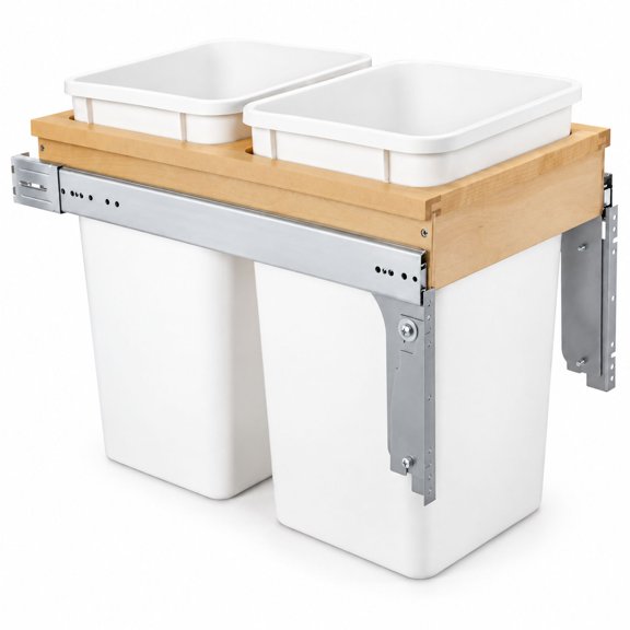 Double Top-Mount Pullout Trash Can, 27 Qt, 12" W Opening