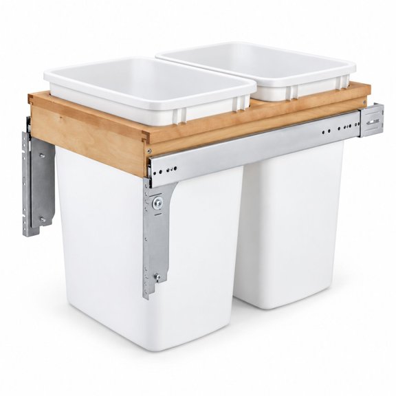 Double Top-Mount Pullout Trash Can, 35 Qt, 14.5" W Opening