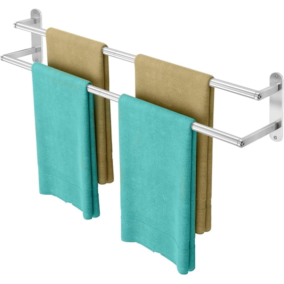 Double Towel Bar 32 Inch, Towel Rack for Bathroom, Wall Mount Bathroom Towel Holder, Stainless Steel Bathroom Towel Rack, Double Towel Hanger Towel Rod(Brushed Nickel)