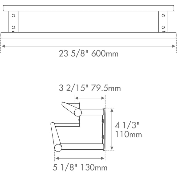 Double Towel Bar, SUS304 Towel Racks for Bathroom Wall Mounted 2-Tiers Ladder Towel Rails, Space Saving Bathroom Towel Holder Shelves Rack, Long Towel Hanger (24“-Round-Matte Black)