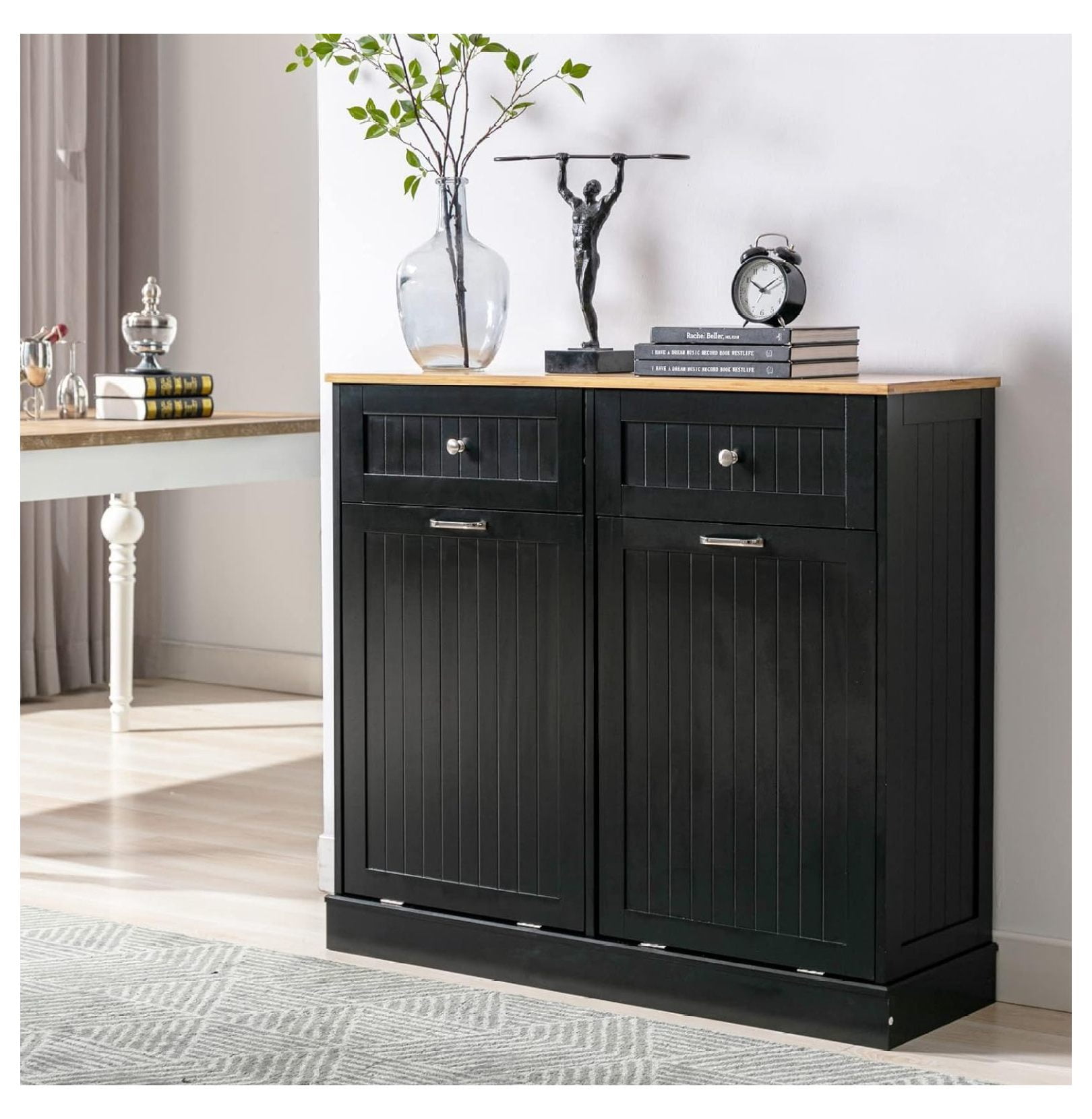 Double Trash Cabinet Tilt Out 20 Gallon, Pet Proof Kitchen Trash ...