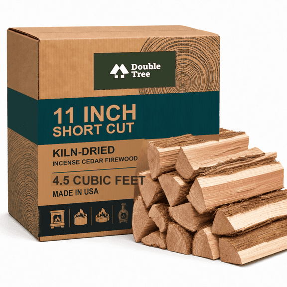 Double Tree 11-Inch Short Cut Firewood, Kiln-Dried Incense Cedar Split Logs for Smokeless Fire Pits, 4.5 cu ft