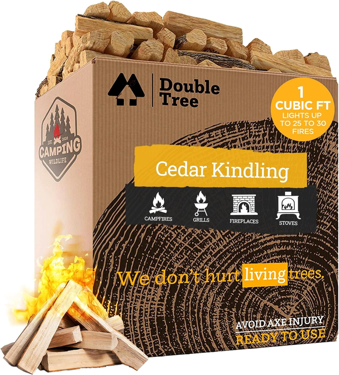Double Tree Fire Starter Sticks - 100% Natural Cedar Wood Kindling ...