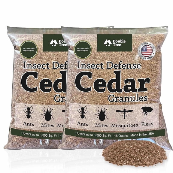 Double Tree Home and Garden Cedar Granules | Repels Fleas, Ticks, Ants, and Mosquitos | Rich Cedar Scent | Non Toxic | Pet Safe | 2 Bag (16 lbs)
