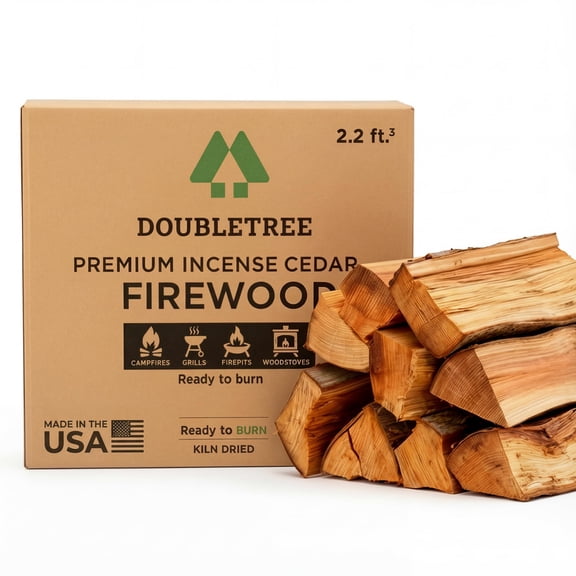 Double Tree - Kiln Dried Premium Incense Cedar Firewood (16inch Logs) (Includes Firestarter) (Large 2.2 Cubic ft for Fireplace,Campfire,Wood Stove, Fire Pit, Split Wood for Solo Stove or Breeo)