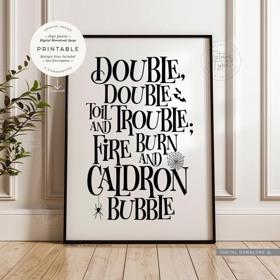Double Trouble Cauldron Quote Unframed Paper Print