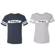 thumbnail image 1 of Double Trouble Matching Couple Cotton Jerseys (Men Navy / Women Heather) (Men XL / Women S), 1 of 3