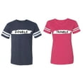 thumbnail image 1 of Double Trouble Matching Couple Cotton Jerseys (Men Navy / Women Pink) (Men XL / Women XL), 1 of 3