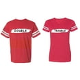 thumbnail image 1 of Double Trouble Matching Couple Cotton Jerseys (Men Red / Women Red) (Men L / Women XL), 1 of 3