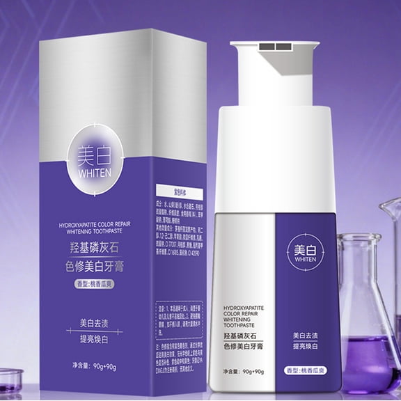 Double Tube Color Repair Hydroxyapatite Toothpaste, 90g+90g Whitening & Moisturizing Formula, Repairs Enamel & Improves Tooth Brightness, Gentle for Daily Use with Fresh Taste