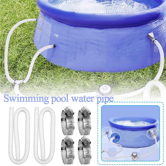 Double Tube and Four Buckles Replacement Hose for Inflatable Hot Spring Swimming Pool - 300/330/530/1000 Gallon Pool Pump, Flexible Polyethylene, Leak-Proof, Brass Clips