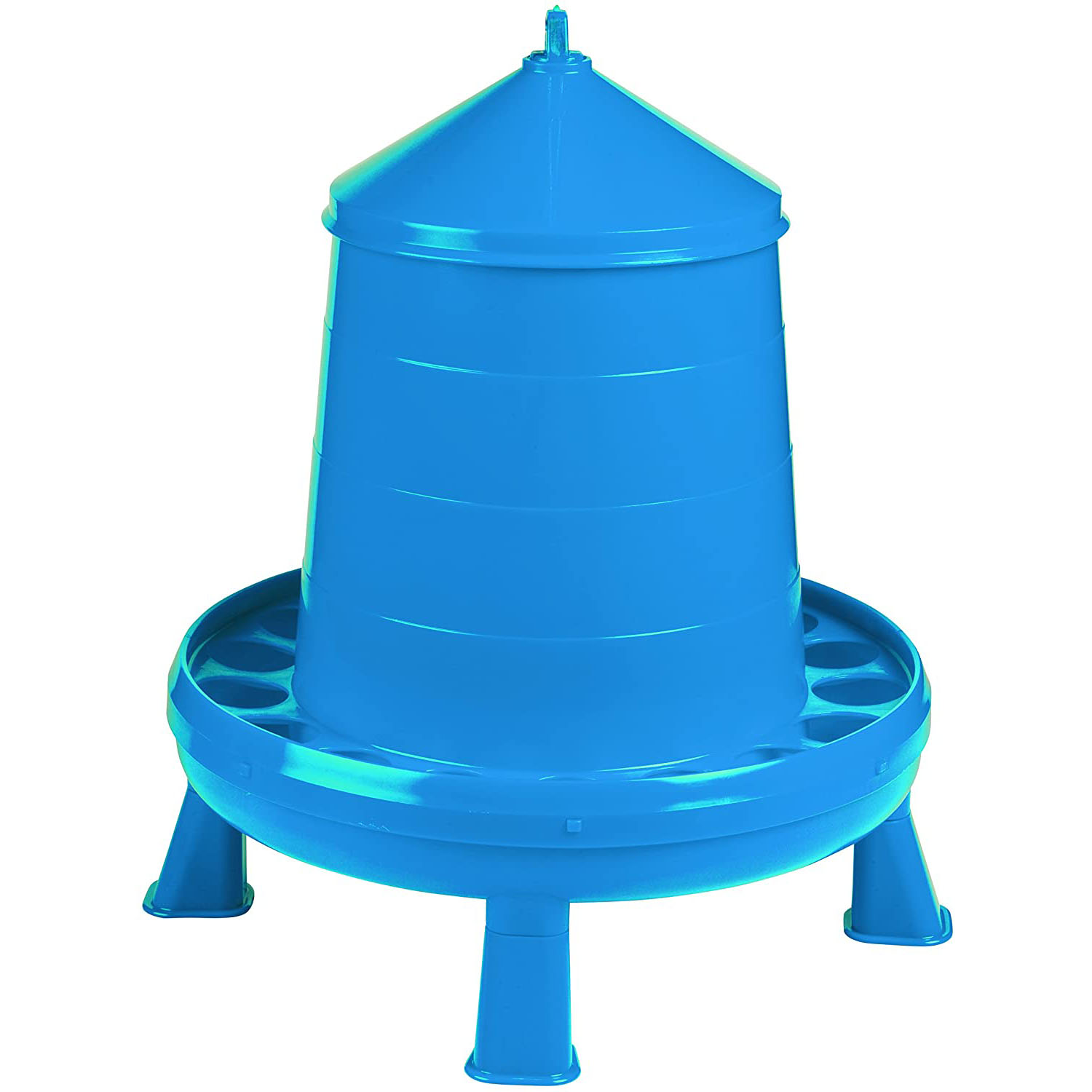 Blue High-Capacity Plastic Poultry Feeder with Legs