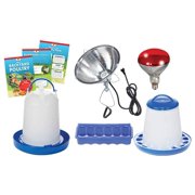 Double-Tuf® Chicken and Poultry Starter Kit | Heat Lamp, Light Bulb, Feeders, Waterer, and Guide Book for Backyard Outdoor Chick Farmers | Backyard Chicken Beginner Supply Kit