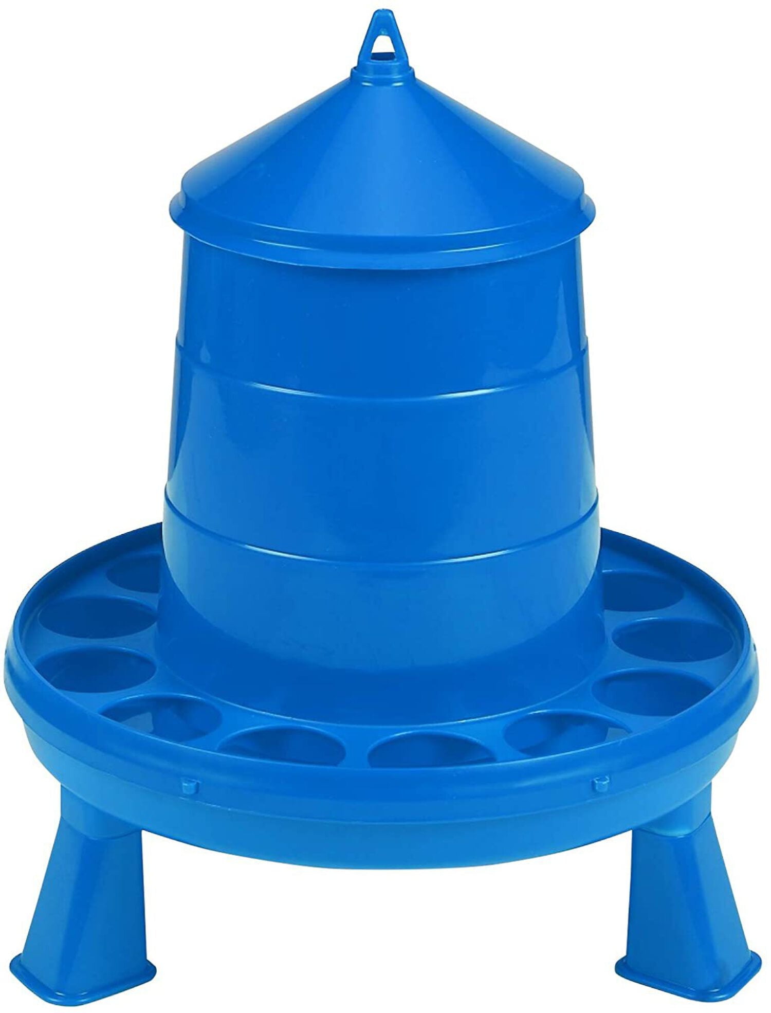 Blue Plastic Elevated Poultry Feeder with Legs, 4 lbs