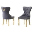 thumbnail image 1 of Double Tufted Gray Velvet Side Chairs with Gold Stainless Steel Legs, 1 of 2