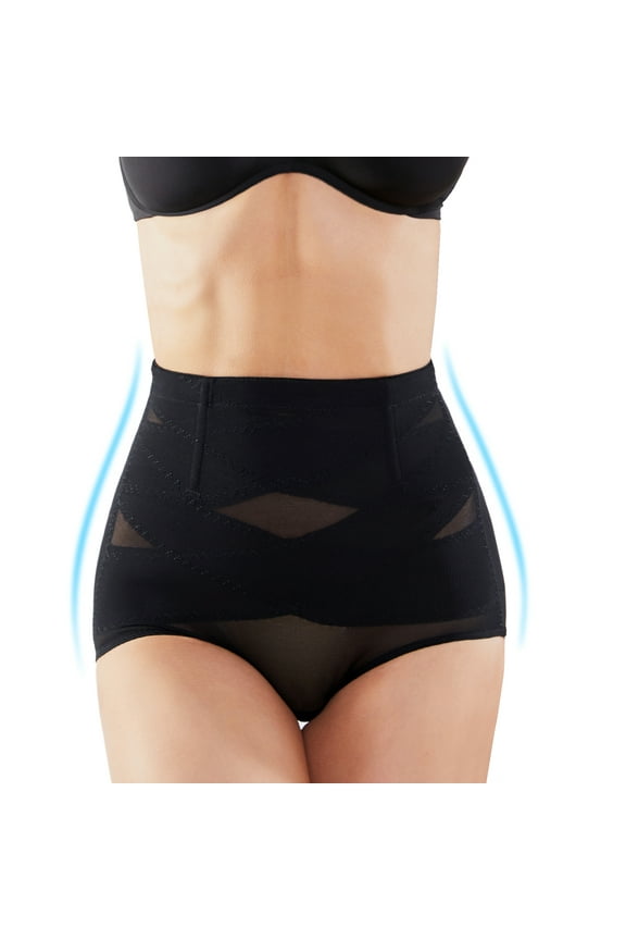 Double Tummy Control Panty Waist Trainer Body Shaper,High Waisted Shapewear for Women,1 PC Black,XL