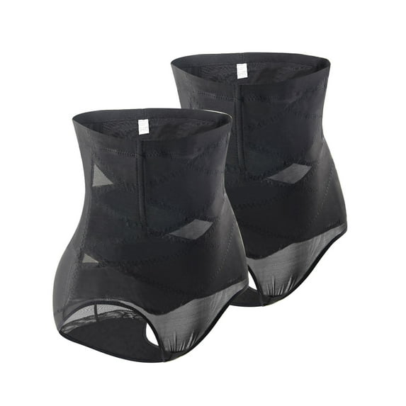 Double Tummy Control Panty Waist Trainer Body Shaper,High Waisted Shapewear for Women,2 PC Black,XXXL