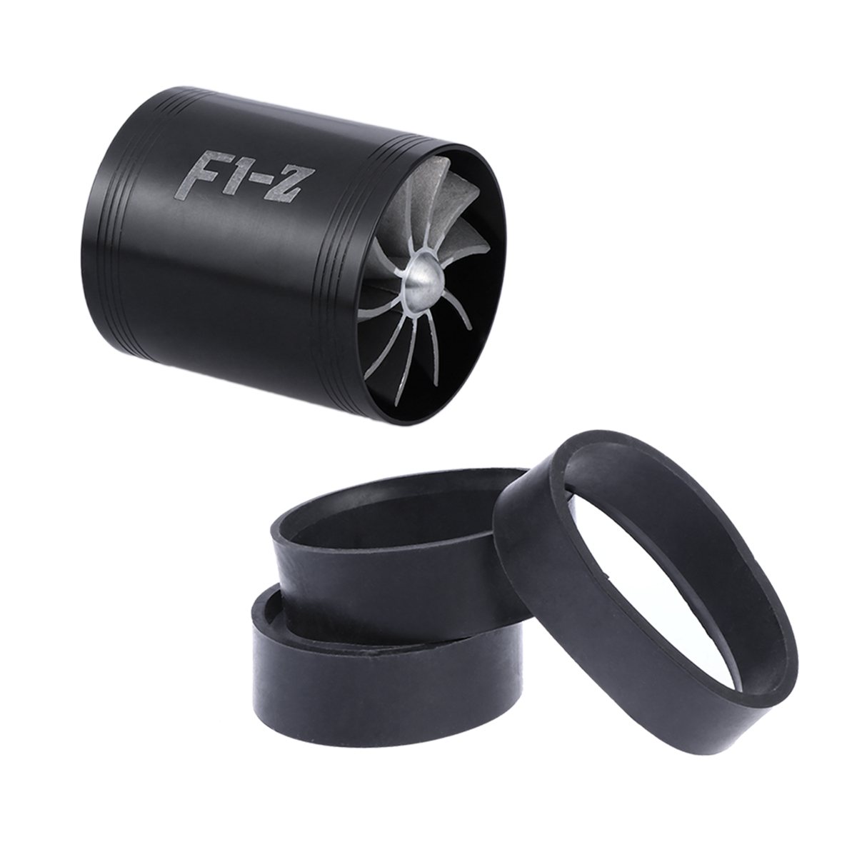 Double Turbine Charger Cold Air Intake Gas Fuel Fan Saver (Black