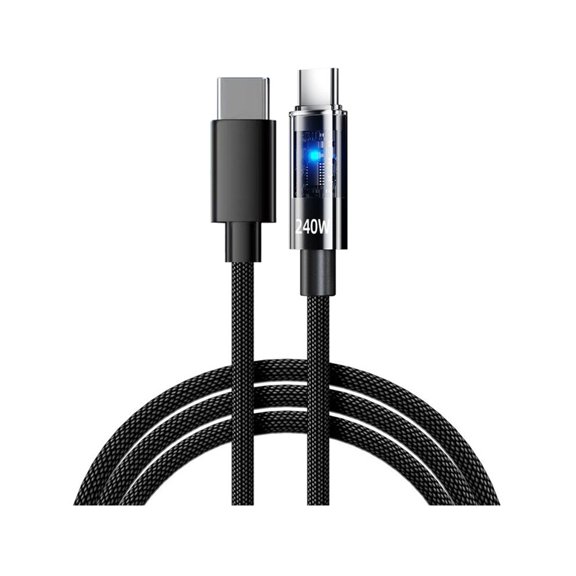 Double USB C 240W Charging Cable Data Transfer Chip Safety Nylon Braided for Laptop Tablets Mobile Devices
