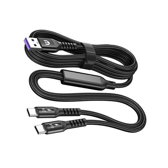 Double USB C Cable Double Ended USB to USB C Splitter Charging Cable 2 in 1 Multi Charging Cable USB C Cable Nylon USB C