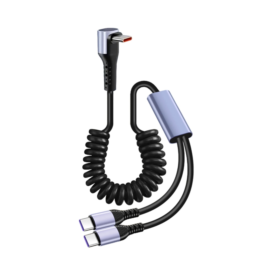 Double USB C Car Charging Wire with Data Transmission, Expandable