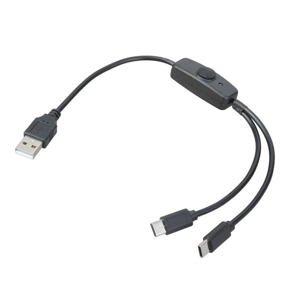 Double USB C Splitter Charging Cable Power 2 USB C Devices Multi USB Type C USB To Double Type C Charging Cable with Switches