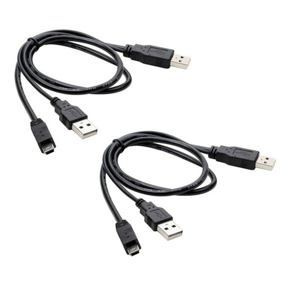 Double USB2.0 A Male to Mini 5Pin Cable Y Cable With Auxiliary Power For Portable Storage Devices Mini 5Pin Connectors