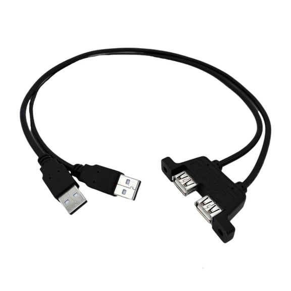 Double USB2.0 Male to USB 2.0 Female Extension Cable With Flush Mount Panel