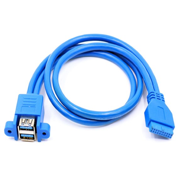 Double USB3.0 A Female 2 Port To USB3.0 20Pin Female Motherboard Mount Expansion Cable Adapter With Screw Hole 30/50cm
