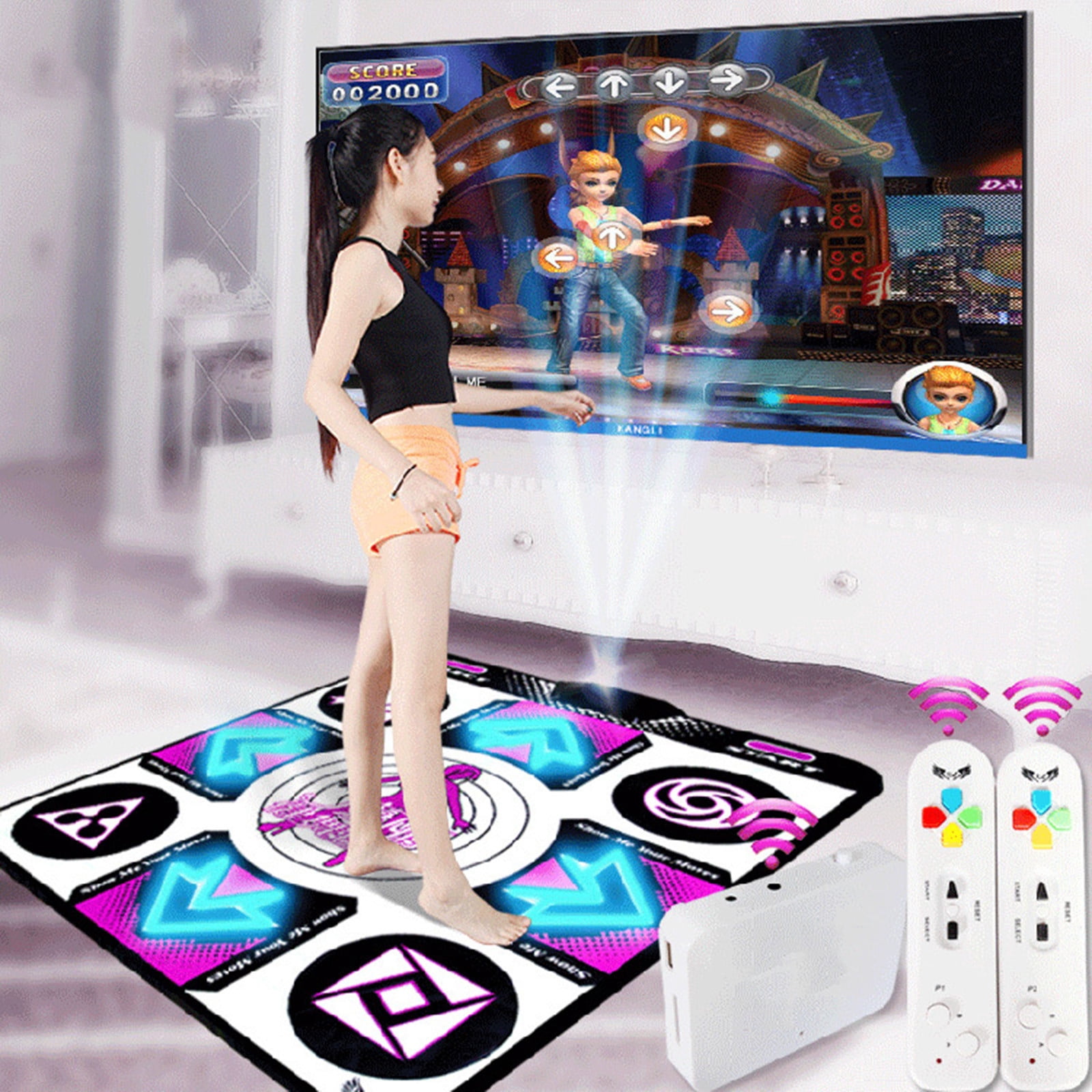 Double User LED Lamp Dance-Mats Non-Slip Step Pads Sense Game English ...