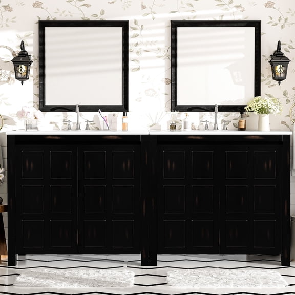 Double Vanities 72" Retro Cabinet | Elegant Bathroom Decor with Soft-Close Doors | Hassle-free Installation & Dry Environment