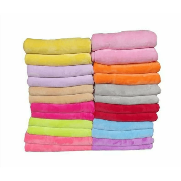 Double Velvet Solid Color Student Blanket, 4-Ply Soft Faux Fur Flannel Blanket with Border