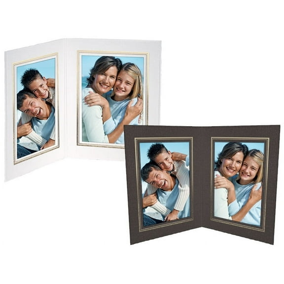 Double View Folder 5x7 Vertical Black w/Gold Foil Border (25 Pack)