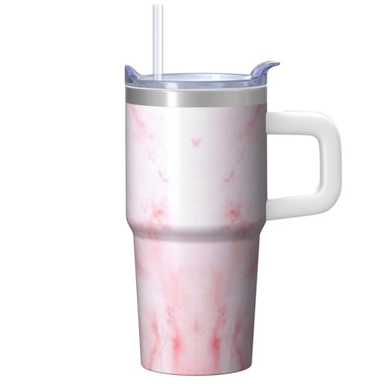Double Wall 20oz Geometric Pattern Tumbler with Handle, Stainless Steel Insulated Travel Coffee Mug Leak Proof Design