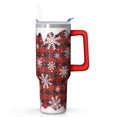 thumbnail image 1 of Double Wall 40oz Tumbler Gift - Festive Stainless Steel w/Reindeer Pattern, Leakproof w/Handle & Straw, 1 of 5