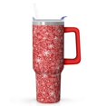 thumbnail image 1 of Double Wall 40oz Tumbler Gift - Festive Stainless Steel w/Reindeer Pattern, Leakproof w/Handle & Straw, 1 of 5